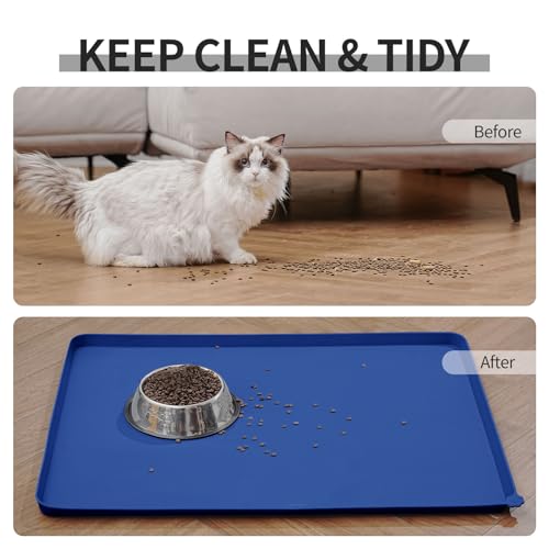 Silicone Pet Feeding Mat (Navy Blue / 32" x 24")