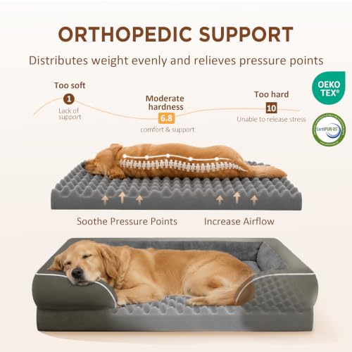Waterproof Orthopedic Dog Bed for Medium Size Dog (30.0"L x 20.0"W x 7.0"Th / Dark Green)