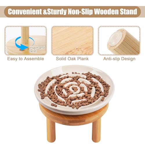 Elevated Slow Feeder Cat Bowls (apricot)