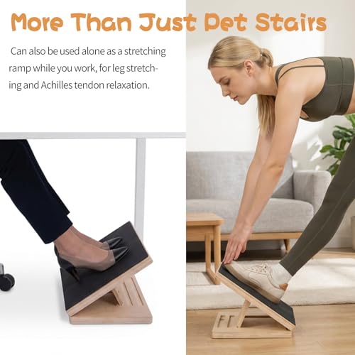 2 Pack Wood Dog Ramp for Stairs with Anti