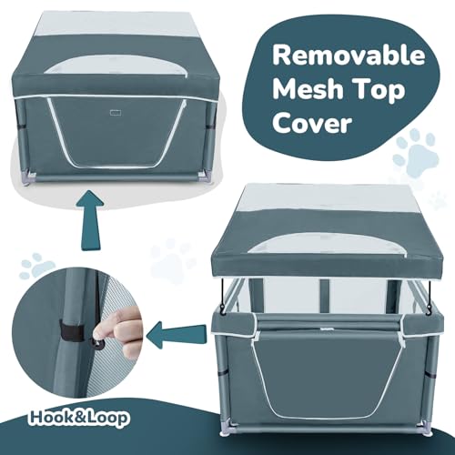 Dog Kitten Playpen with Cover (Green)