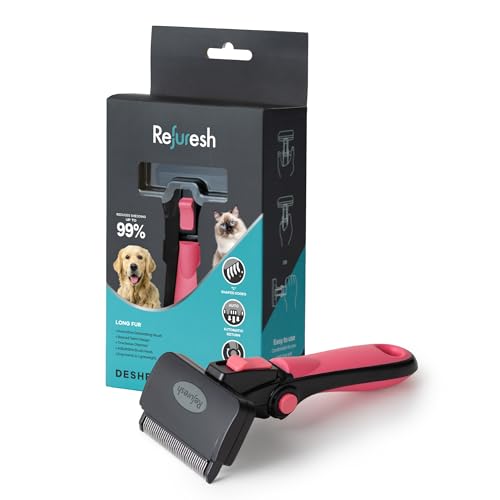 Deshedding Dog Brush for Long Hair (Medium / Pink)