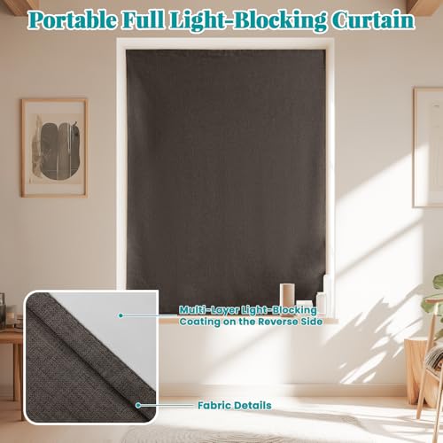 100% Blackout Self Adhesive Curtains (46"W x 60"L (Pack of 1) / Dark Brown)