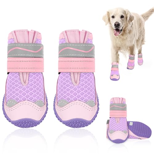Dog Shoes for Large Small Medium Dogs (Pink / #8 (Width 3.0 inch) for 74-91 lbs)