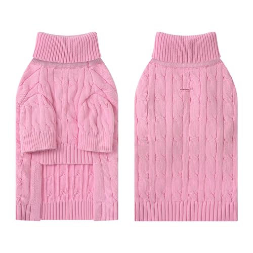 Small Dog Thermal Pullover Sweater (Pink(Order One Size Up) / Large)