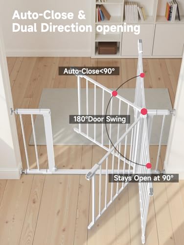 29.5 40.5" Baby Gate for Stairs (White / 29.5-40.5"W x 30"H)