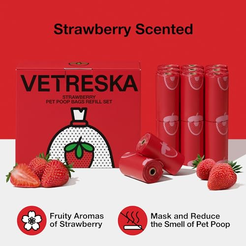 Strawberry Scented Dog Poop Bags (Strawberry / 1 Count (Pack of 300))