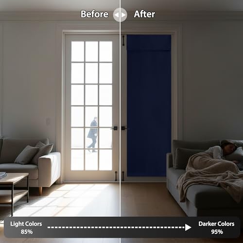 Blackout French Door Curtain (Navy Blue / 26"W x 72"L (Pack of 1))