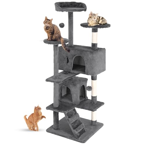 54" Cat Tree Tower (Light Gray)