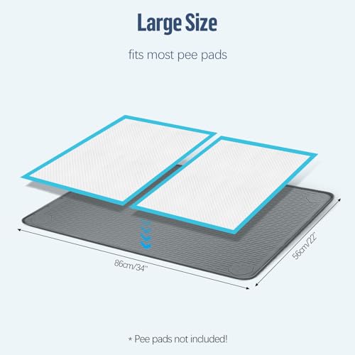 Pee Pad Holder for Dogs 34''x22'' Silicone Puppy Pee Pad Tray (Dark Grey)