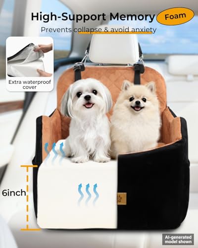 Dog Car Seats for Small Dogs Up to 35 lbs (Black/Brown)