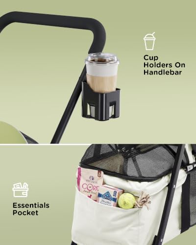 Foldable Pet Stroller for Small Dogs & Cats up to 33 lbs (Lime Green)