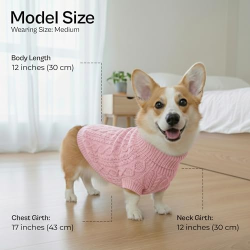 Dog Sweaters Pull Over (Medium / Cable Knit Pink)