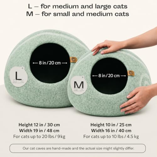 Cat Cave Merino Wool Bed for Indoor Cats (Pistachio / Medium)