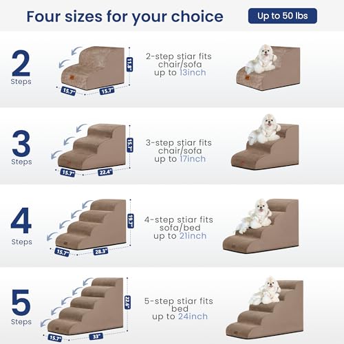 Ramp Dog Stairs for Couch Sofa and Chair 11.8" H (Camel / 2-Step (15.7"D x 15.7"W x 11.8"H))