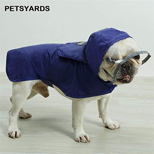 Pet Raincoat Packable Hooded Dog Rain Jacket Reflective Strips Lightweight Adjustable Poncho for Small Medium Large Dogs Blue XL (XL (Back:20 Inches) / Blue)