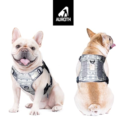 Dog Harness for Small Medium Dogs (Tribal Patterns-Grey / S(Neck:14-21",Chest:20-31"),18-35 lbs)