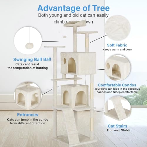 81" Cat Tree Tower (Beige)