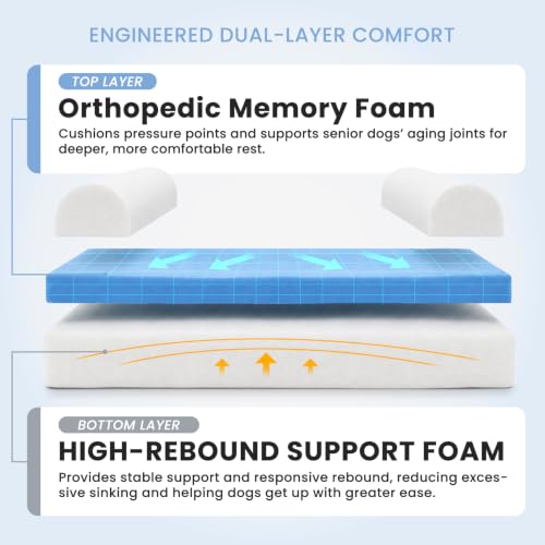 Orthopedic Dog Beds for Large Dogs (50.0"L x 36.0"W x 10.0"Th / Slate Gray)