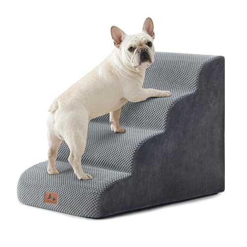 Dog Stairs for Small Dogs 18” H (Grey / 24"D x 15"W x 18"H)