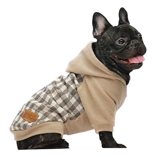 Tartan Plaid Dog Hoodie (Large / Khaki)