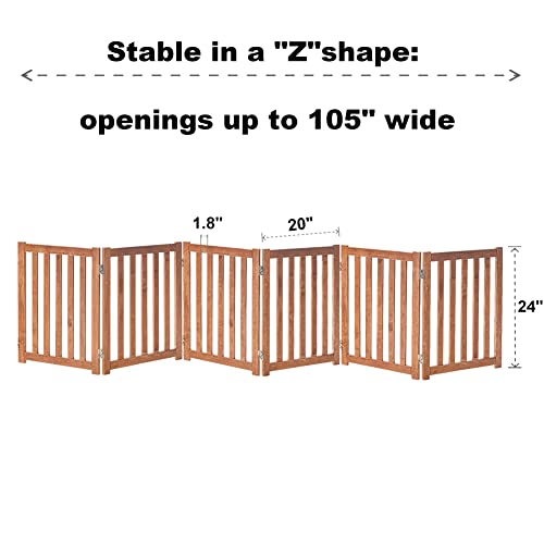 Wooden Free Standing Dog Gate 120" W x 24" H (Brown Oak / 120"W x 24"H)