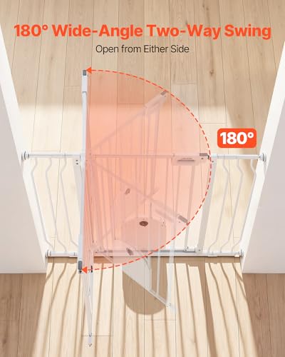 Baby Gate for Stairs (White / 29.5-43" Wide x 30" Tall)