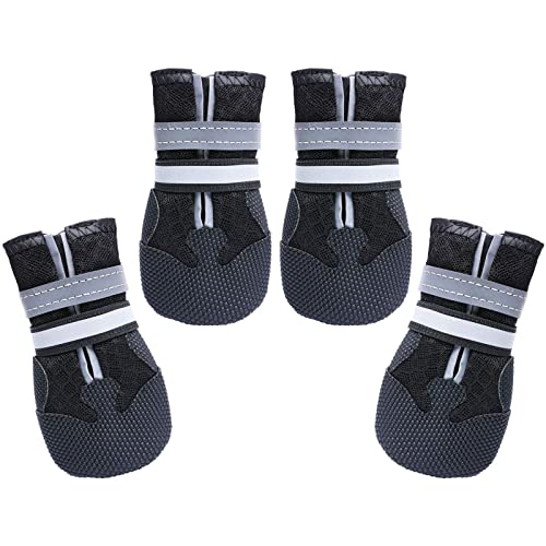 Breathable Dog Boots for Medium Large Dogs (Black / M (Insole Width 2.2")for 30~44lb)