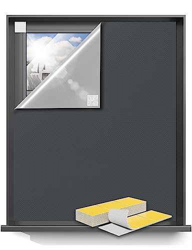 Blackout Curtains for Bedroom 50"x57" Portable No Drill Blackout Blinds with Heat (Gray / 57"W x 50"H)