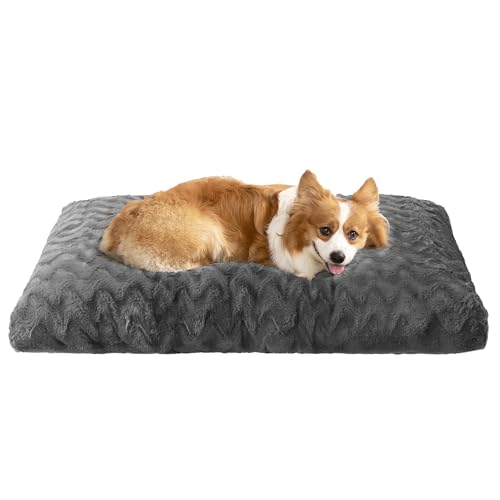 Washable Large Dog Bed for Crate (Charcoal / 35" x 23"x 3.5")