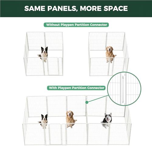 Homeplus Indoor Dog Playpen with Divider Connectors (White / 40"H)