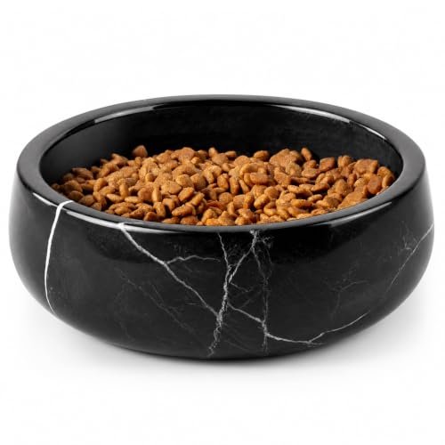 Black Marble Dog Bowl (Black)