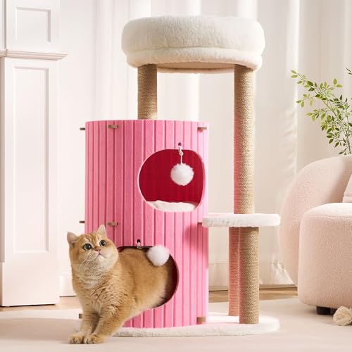 Modern Cat Tree for Indoor Small & Medium Cats (Blush Pink-36")