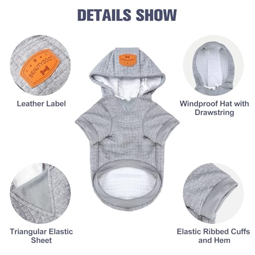 Dog Hoodies Sweater for Small Dogs (Grey / XS (Back: 10",Chest: 14", Neck: 8.7"))
