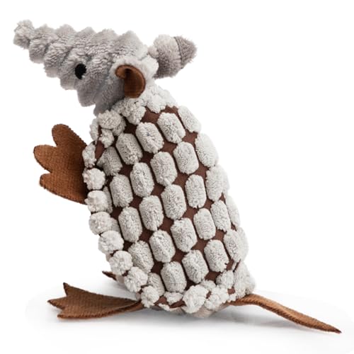 Armadillo Squeaky Puppy Dog Toys for Small Medium Dogs (6 IN / Gray)