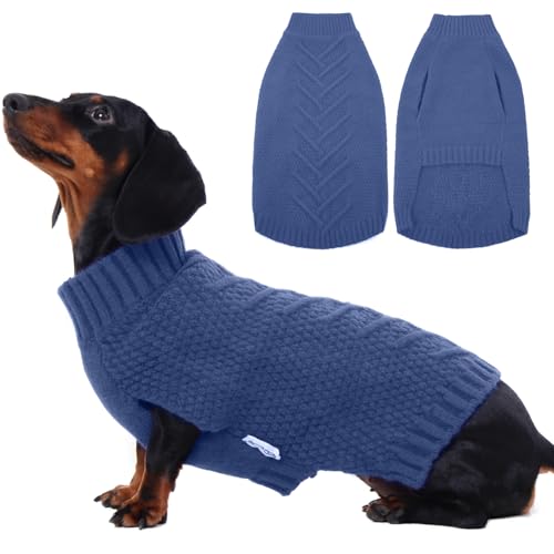 Dog Sweater Dog Sweaters for Small Dogs Girl Boy Thermal Knitted (Medium(Chest:17.3 in) / Blue)