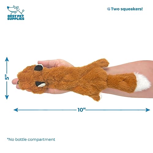 2-in-1 Stuffless Squeaky Dog Toy - Fox, Raccoon, Small (Multicolor/Raccoon & Fox / Small)