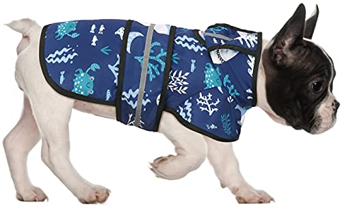 Dog Raincoat with Hood & Leash Hole S (Small / Sharks)