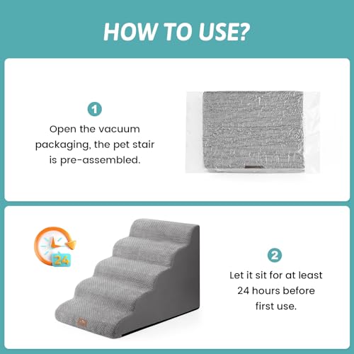 Extra Wide Dog Stair for Small Dog (Grey / Extra Wide:19.7"x33"x22.4")