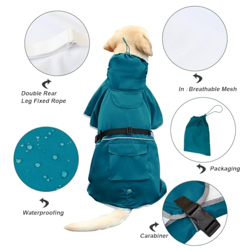 Dog Raincoat Waterproof Rain Jacket for Large Dogs Blue (Blue / 5XL-Fit for 71-90 pounds)