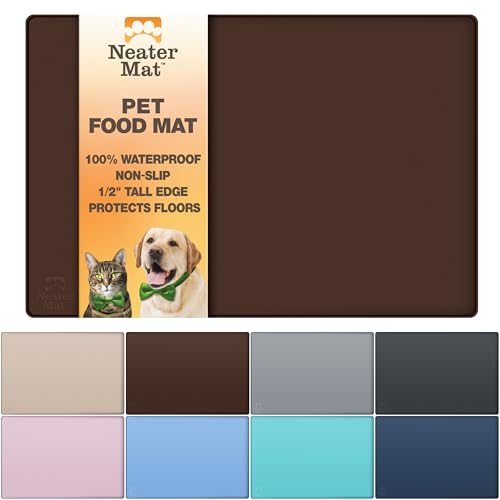 Neater Mat Pet Mats for Food and Water (19"L x 12"W / Brown)