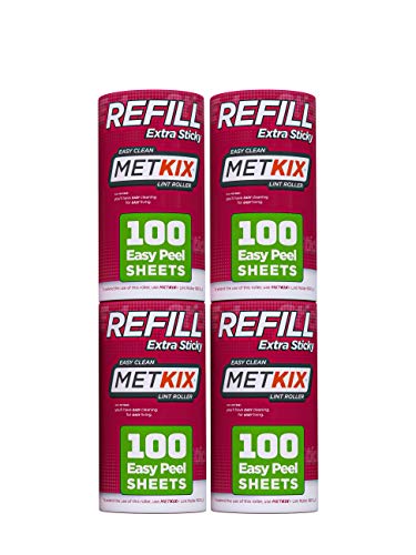 Refill for Metkix Lint Rollers 4 Pack (4 Refills (Total 400 Sheets))