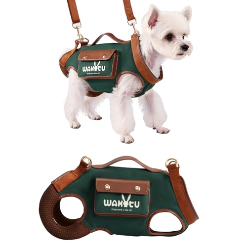 Dog Lift Harness Dog Carrier Sling for Small Dogs & Cats (Small(4-8 LBS) / 1.0 Green)