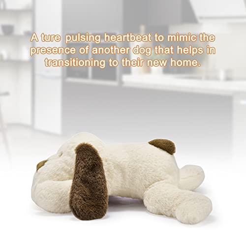 Puppy Heartbeat Toy for Anxiety Relief Dog Behavioral aid Toy for Puppies Sleep Aid Separation Anxiety Soother Cuddle (White)