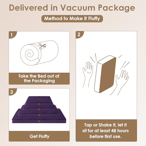 Orthopedic Dog Bed Extra Large with Removable Washable Cover (50*36*4 inches / Purple)