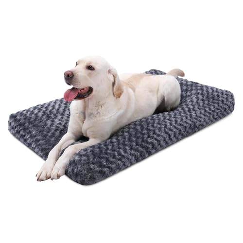 Washable Dog Beds Large Sized Dog Crate Bed Pet Mat 47"x29" Gark Gray (Dark Grey / 47.0"L x 29.0"W x 4.0"Th)