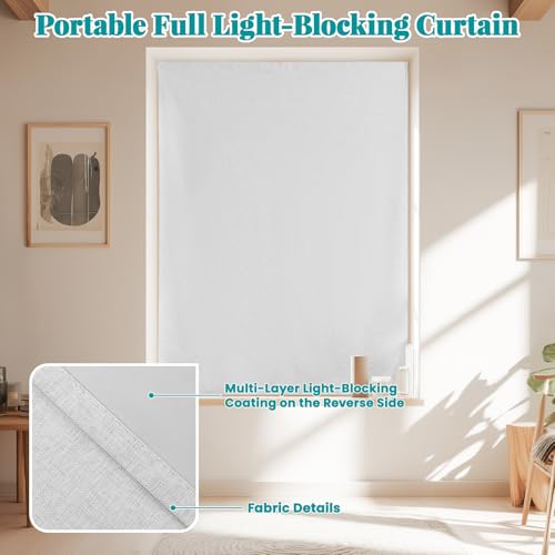 100% Blackout Self Adhesive Curtains (46"W x 60"L (Pack of 1) / Off-white)