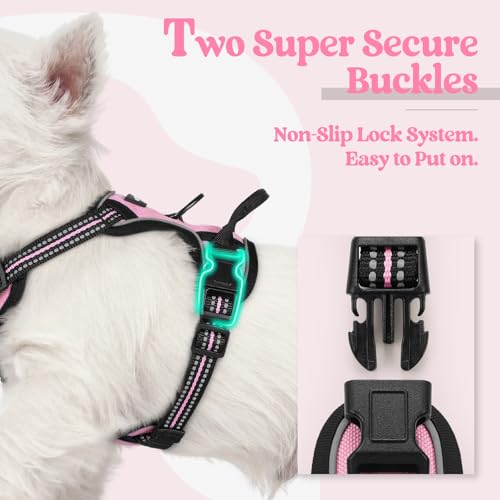 Dog Harness No Pull with 2 Leash Clips (X-Small / Pink)