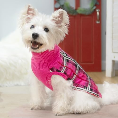 Dog Sweaters for Large Medium Small Dogs (L - Chest 28", Back 20" / Fuschia)