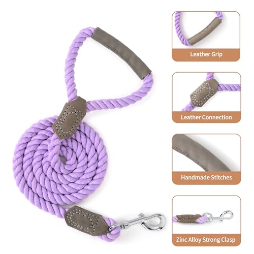 Dog Leash Braided Cotton Rope w (Purple / 72 Inch-1/2")
